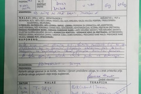 krivotvoreni karton pacijenta